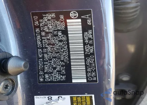 2010 Toyota Prius из США, поврежденный, VIN JTDKN3DU5A0161857